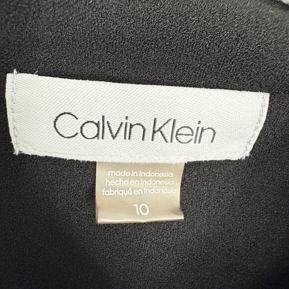 Calvin Klein Black Fit Flare Dress Sleeveless Mesh Hem Size 10 Business Party - Picture 12 of 13